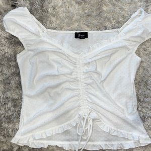 Ruffled White Cropped Blouse